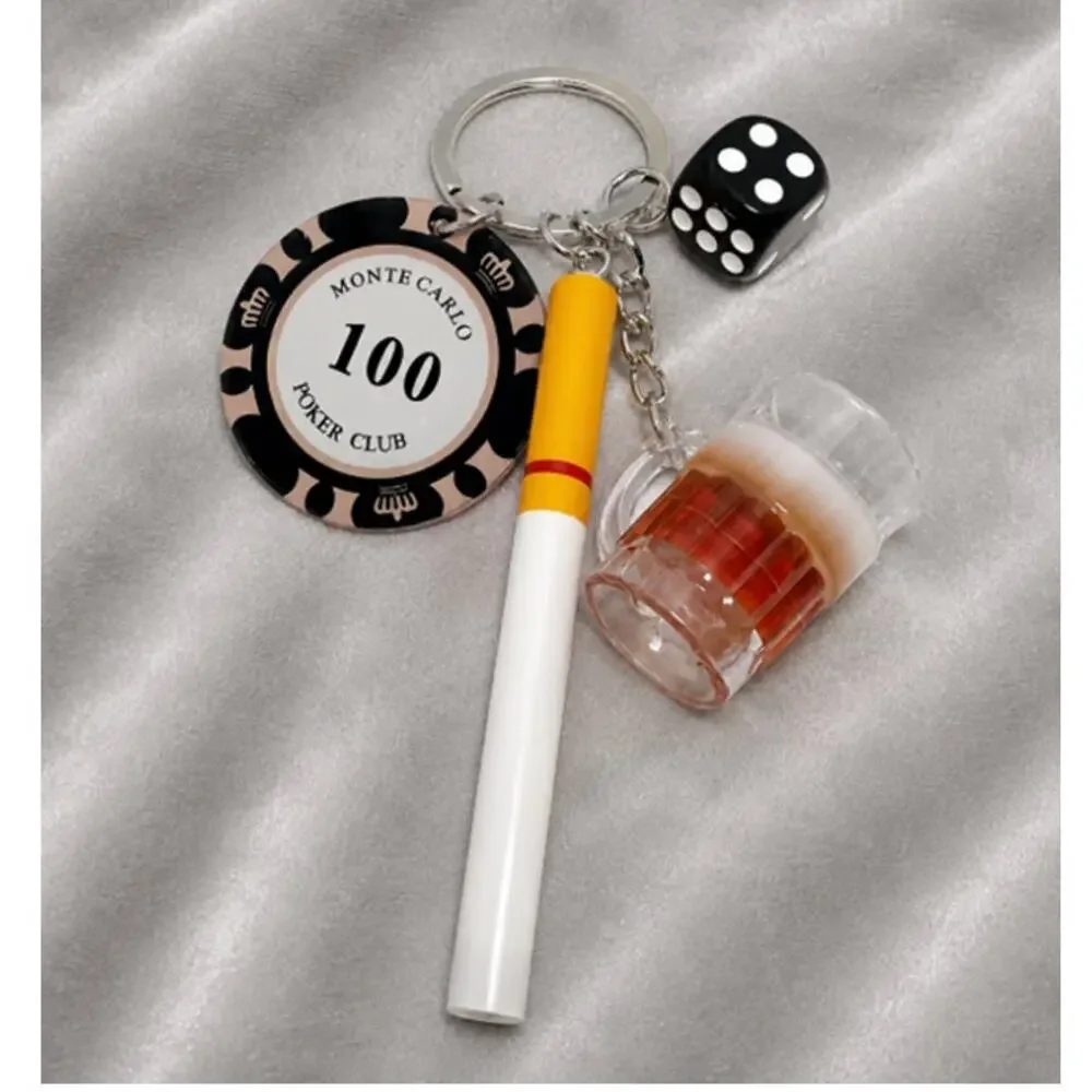 Bag Charm Keychain Cigarette Casino Chip Dice Dark Beer Mug Fun Novelty